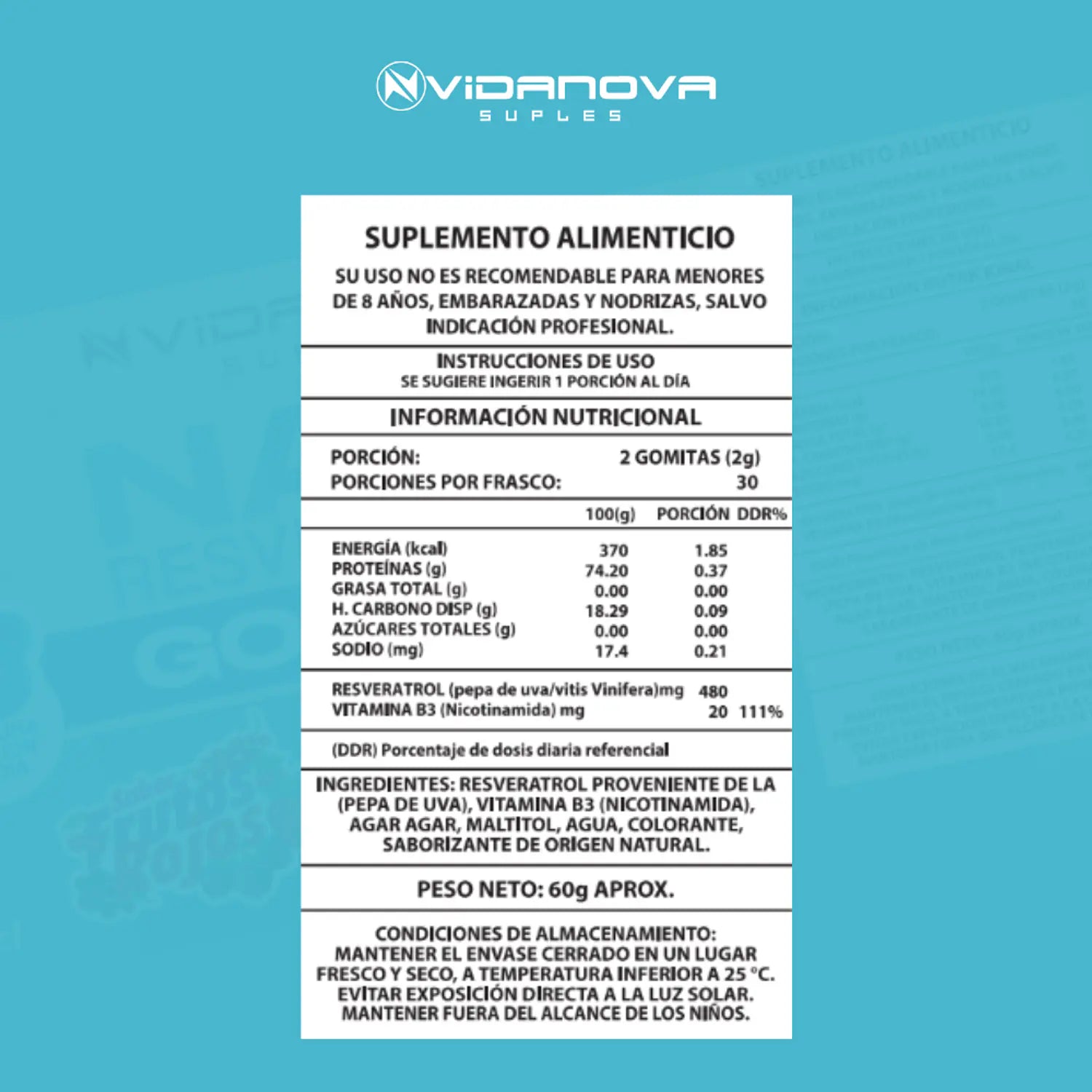 60 GOMITAS NAD+RESVERATROL 1000mg