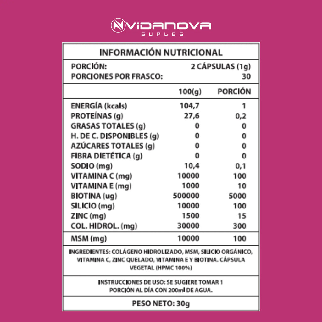 BIOTINA + COLÁGENO 1000MG 60CAPS