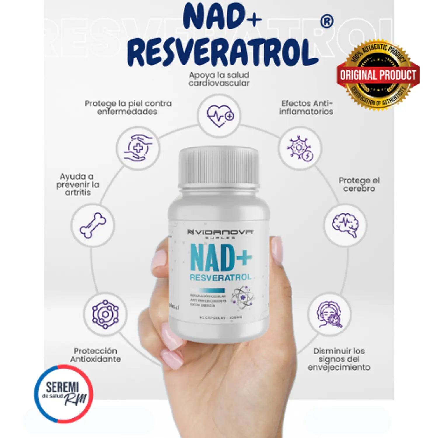 NAD+ RESVERATROL 1000MG 60 CAPS