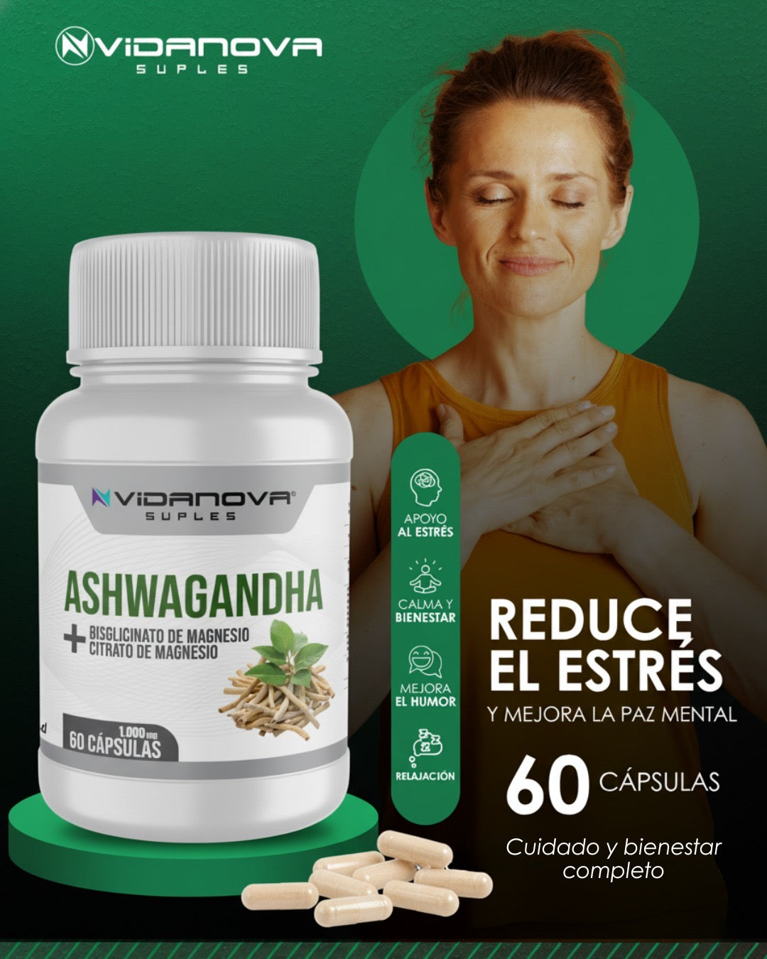 Ashwagandha + Magnesio 1000mg 60 CAPS